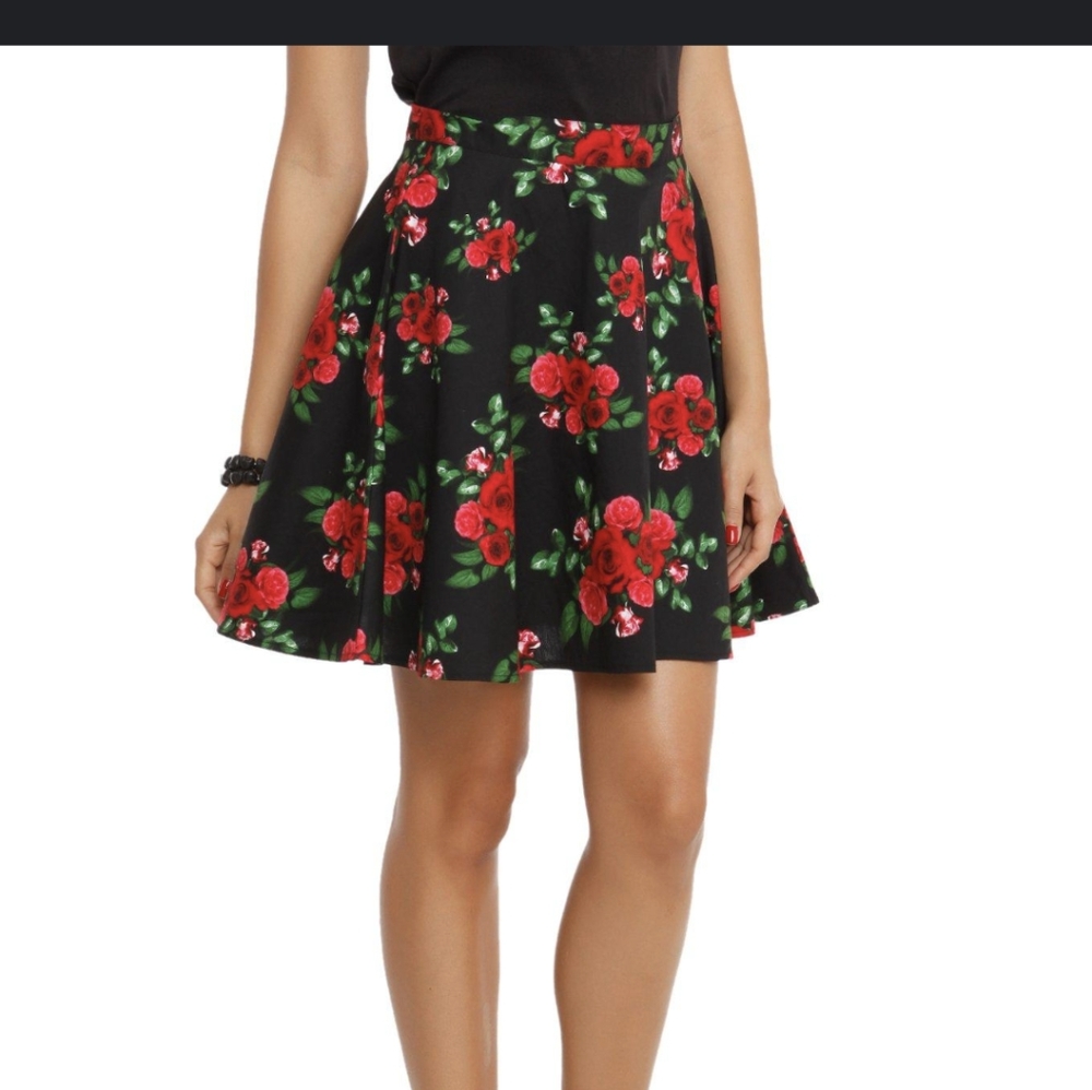 NWT Hell Bunny black and floral skirt